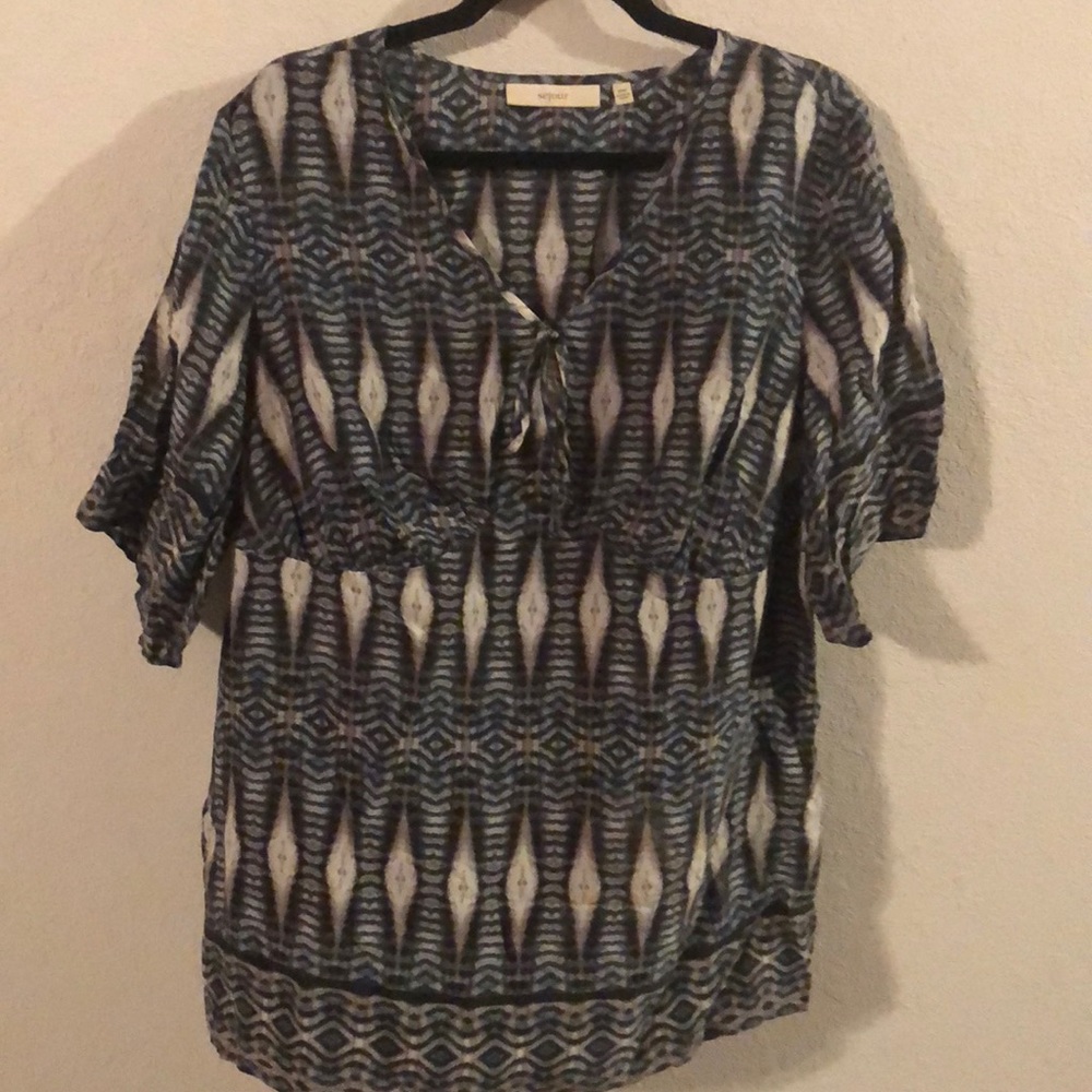 Sejour 16W patterned v neck blouse